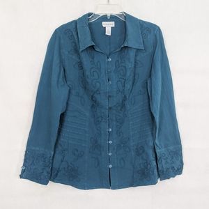 Embroidered Button Up Blouse
